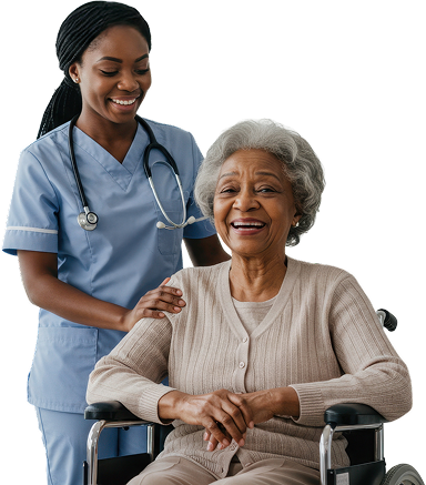 Nurse taking care of an old person
